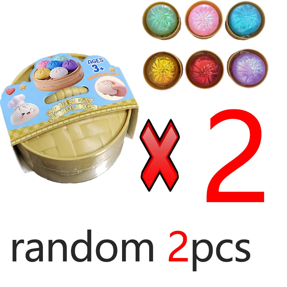 Dumpling Squishy Cute Colorful Bun Toy Slow Rising Stress Relief Fidget Toy for Kids Adults Anti-Anxiety Gif
