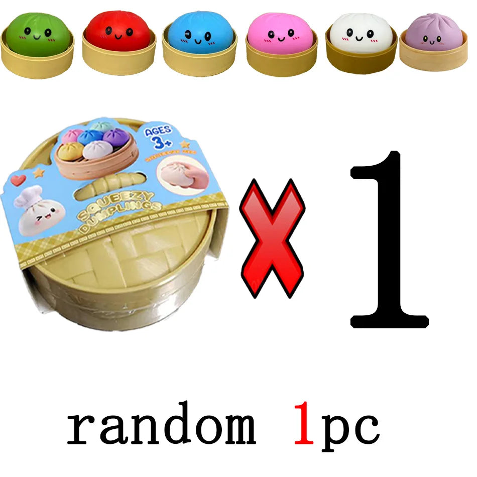 Dumpling Squishy Cute Colorful Bun Toy Slow Rising Stress Relief Fidget Toy for Kids Adults Anti-Anxiety Gif