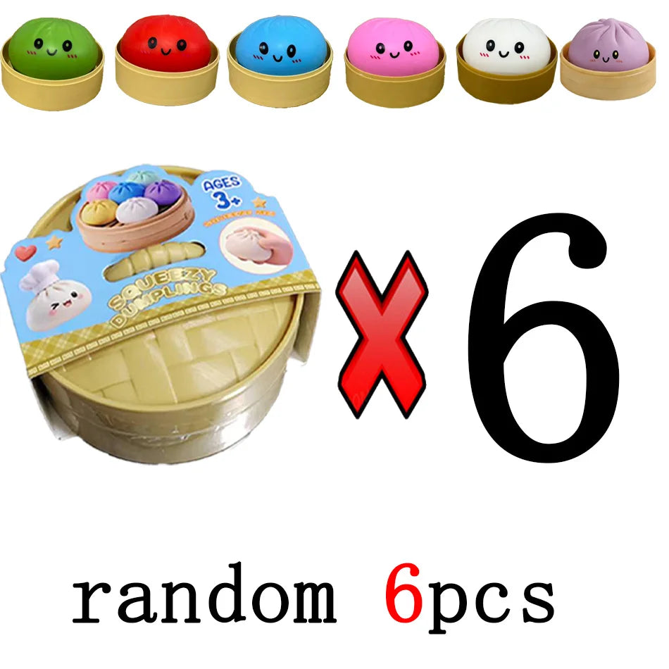 Dumpling Squishy Cute Colorful Bun Toy Slow Rising Stress Relief Fidget Toy for Kids Adults Anti-Anxiety Gif