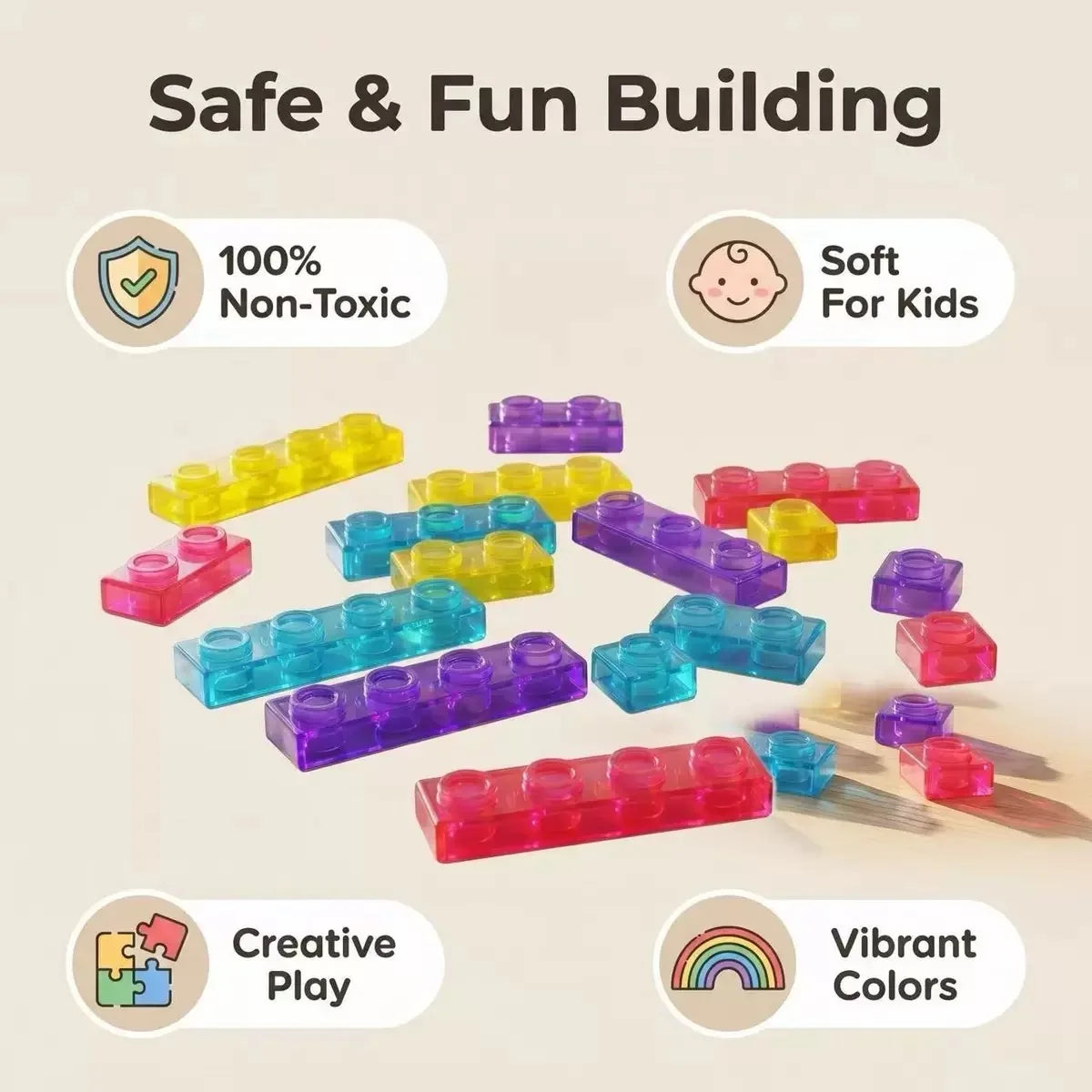 HOT!! Squishy Jelly Building Blocks Soft Stretchy Sensory Toys For Kids Teens Perfect For Party Playroom Table Decor BirthdayGift