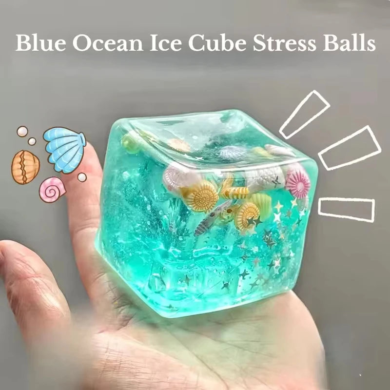 Squishy Stress Balls Cube Ocean Sensory Fidget Toy Slow Rise Squishy Toys for Kids and Adults Squeeze Relax Gift 2026 New