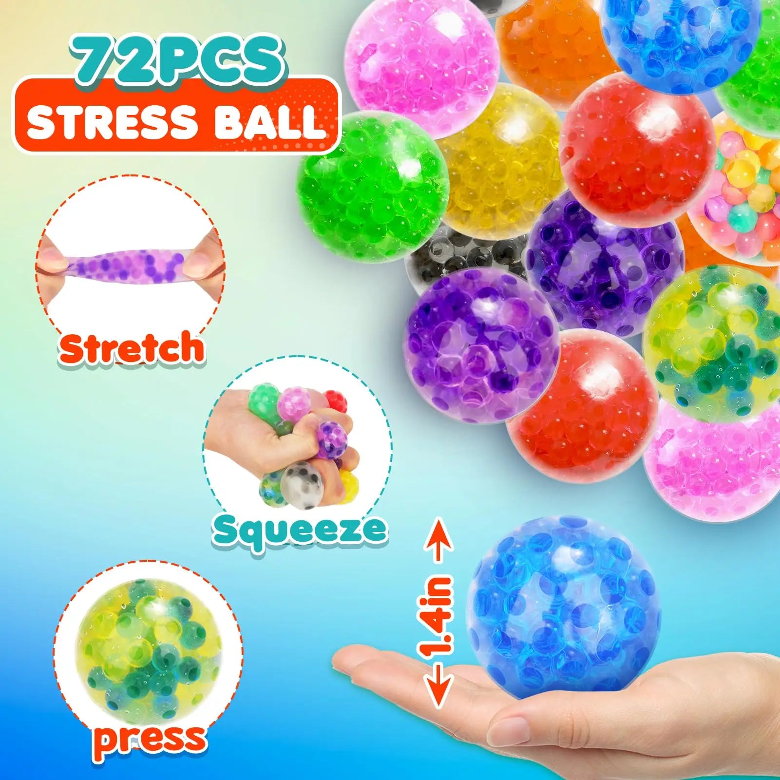 5-80pcs Squishy Stres Balls Fidget Toys Squishy Toys Stress Ball for Anxiety, Fidget Stress Toys Bulk, Squeeze Balls