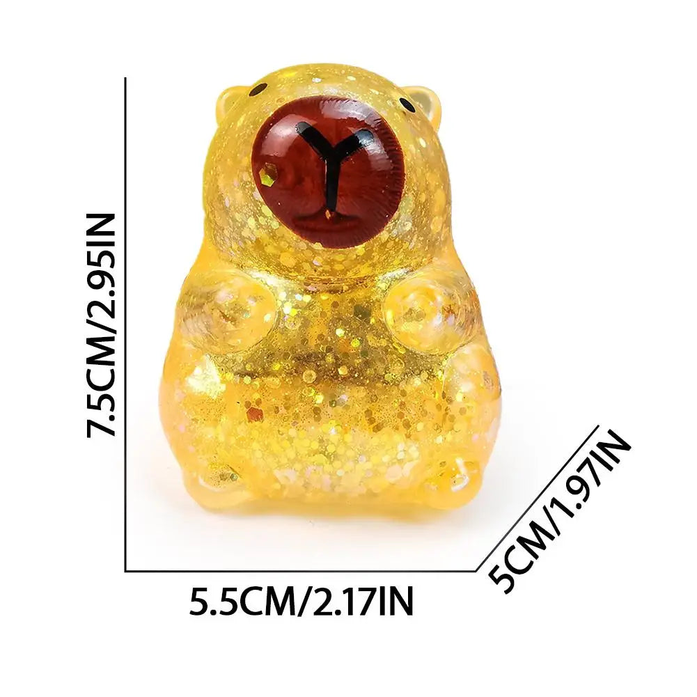 Glitter Capybara Squishy Toy Stress Relief Toy Hand Squeeze Fidget Decompression Toy for Adults Kids Gift