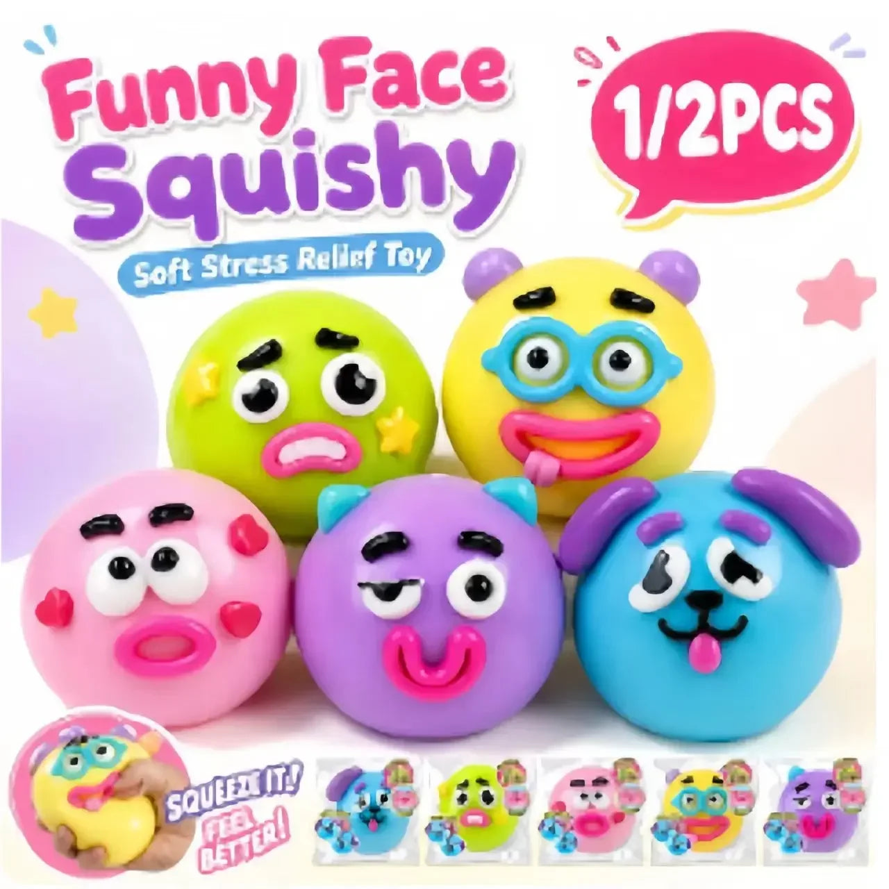 NEW Smushers Squishy, Curiosities Dog Face Swap Squishy Toy, Soft Moldable Cute Slow Rise Squeeze Toy,DIY toys ，Relaxing Sensory