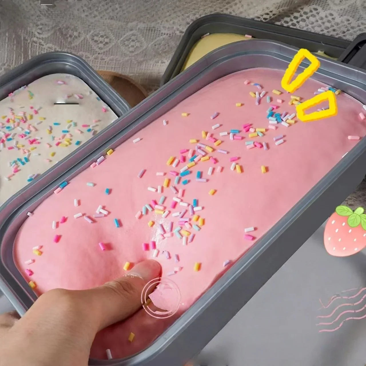 Sticky Box Cake Squishy Toy Slow Rising Squeeze Toy Butter Ice Cream Box Squishy Fidget Toy Anti Stress Release Hand Relax Gift