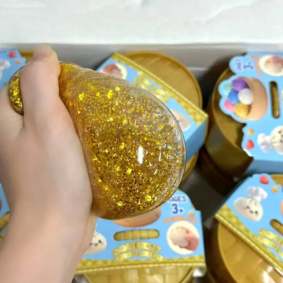 Dumpling Squishy Cute Colorful Bun Toy Slow Rising Stress Relief Fidget Toy for Kids Adults Anti-Anxiety Gif