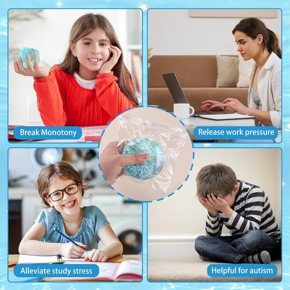 Taba Squishy Stress Balls Cube - Ocean Sensory Fidget Toy Slow Rise Squishy Toys for Kids and Adults Squeeze Relax Gift