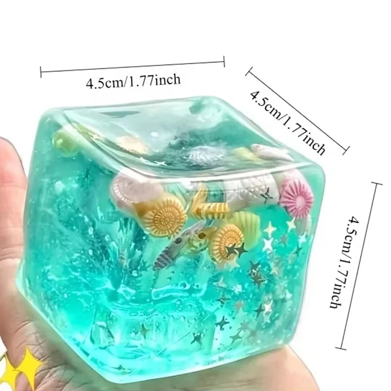 Squishy Stress Balls Cube Ocean Sensory Fidget Toy Slow Rise Squishy Toys for Kids and Adults Squeeze Relax Gift 2026 New