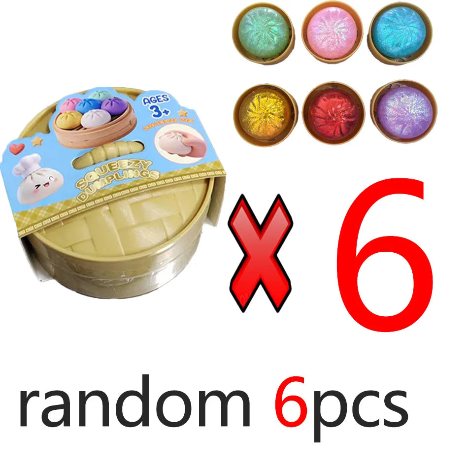 Dumpling Squishy Cute Colorful Bun Toy Slow Rising Stress Relief Fidget Toy for Kids Adults Anti-Anxiety Gif