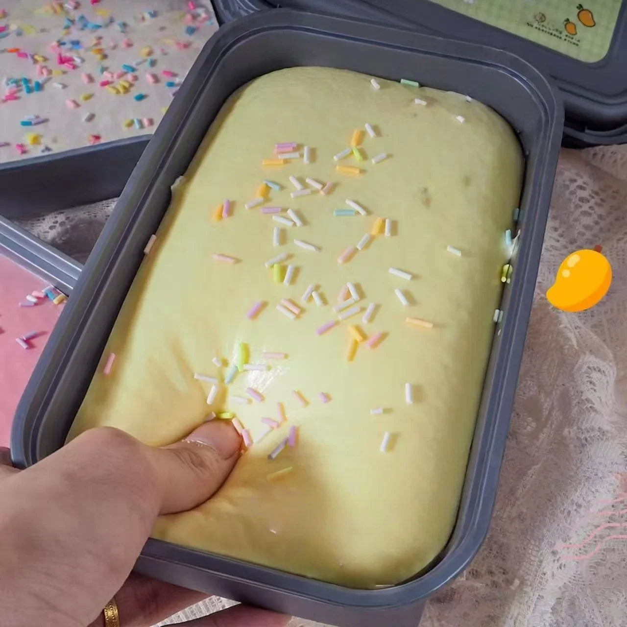 Sticky Box Cake Squishy Toy Slow Rising Squeeze Toy Butter Ice Cream Box Squishy Fidget Toy Anti Stress Release Hand Relax Gift
