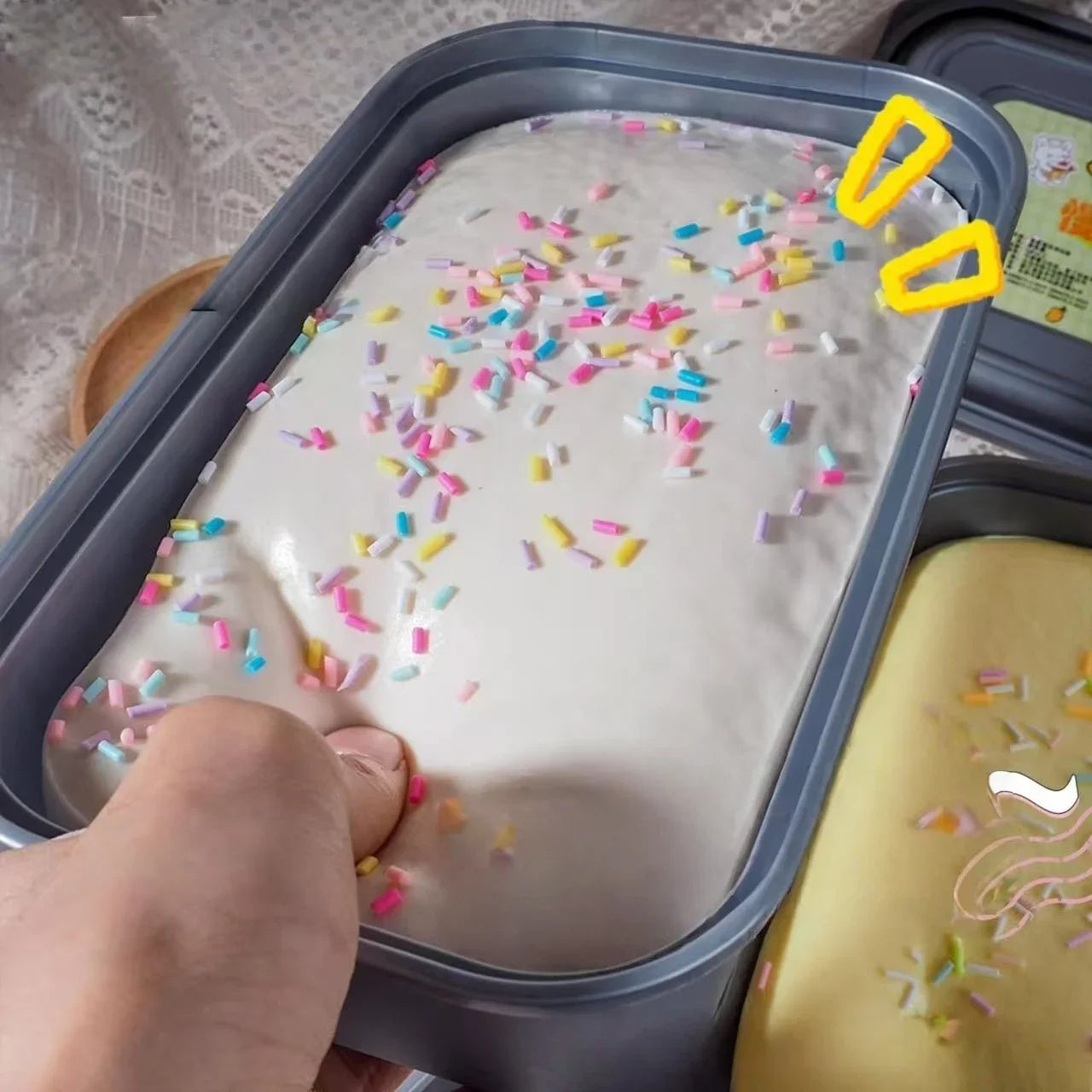 Sticky Box Cake Squishy Toy Slow Rising Squeeze Toy Butter Ice Cream Box Squishy Fidget Toy Anti Stress Release Hand Relax Gift