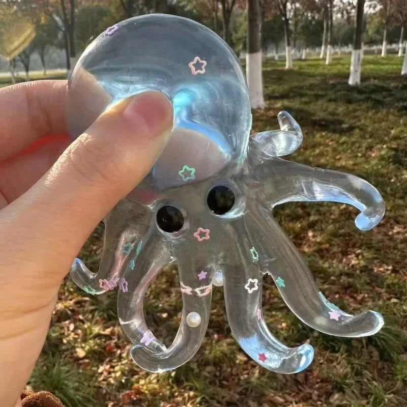 Glitter Octopus Taba Squishy Sugar Stress Ball for Kids Cute Animals Squeeze Fidget Toy Squishy Ocean Sensory Decompression Gift