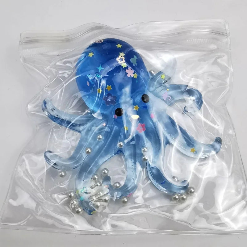 Glitter Octopus Taba Squishy Sugar Stress Ball for Kids Cute Animals Squeeze Fidget Toy Squishy Ocean Sensory Decompression Gift