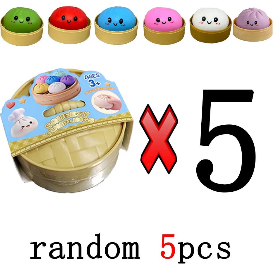 Dumpling Squishy Cute Colorful Bun Toy Slow Rising Stress Relief Fidget Toy for Kids Adults Anti-Anxiety Gif
