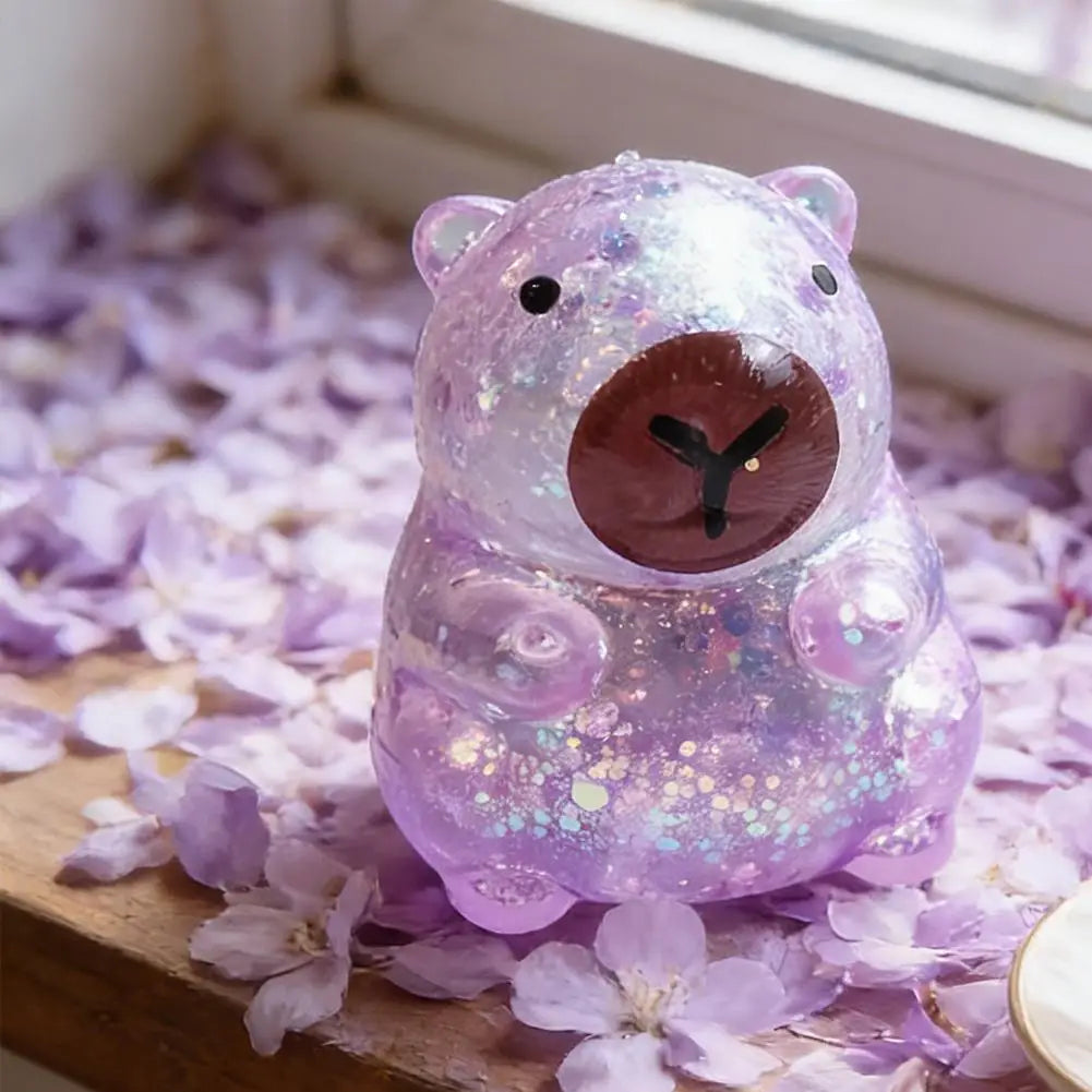 Glitter Capybara Squishy Toy Stress Relief Toy Hand Squeeze Fidget Decompression Toy for Adults Kids Gift