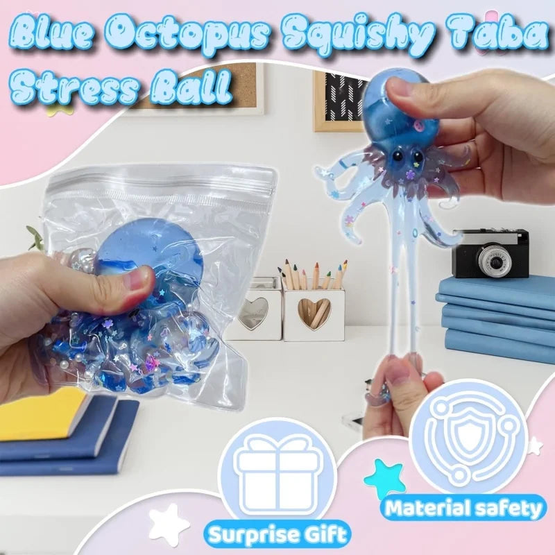 Glitter Octopus Taba Squishy Sugar Stress Ball for Kids Cute Animals Squeeze Fidget Toy Squishy Ocean Sensory Decompression Gift