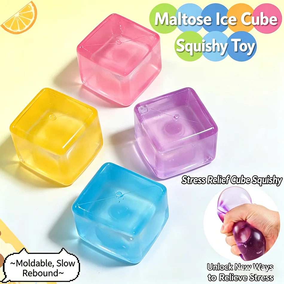 Squishy Balls Ice Cube Stress Relief Toy Super Soft Sensory Fidget Toys for Kids Adults Anxiety Relaxation Squeeze Gift