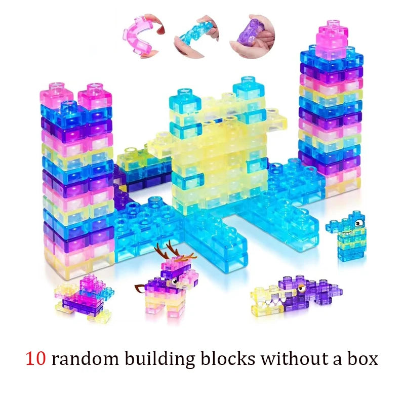 HOT!! Squishy Jelly Building Blocks Soft Stretchy Sensory Toys For Kids Teens Perfect For Party Playroom Table Decor BirthdayGift