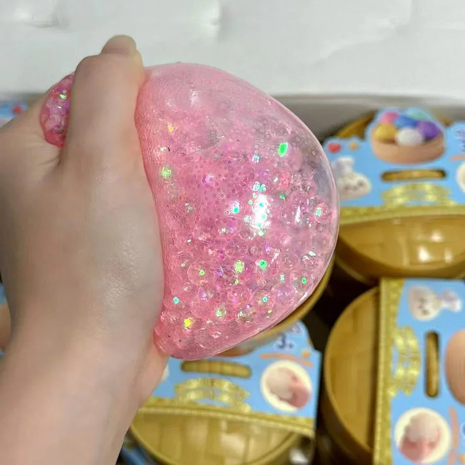 Dumpling Squishy Cute Colorful Bun Toy Slow Rising Stress Relief Fidget Toy for Kids Adults Anti-Anxiety Gif