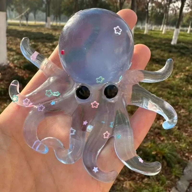 Glitter Octopus Taba Squishy Sugar Stress Ball for Kids Cute Animals Squeeze Fidget Toy Squishy Ocean Sensory Decompression Gift