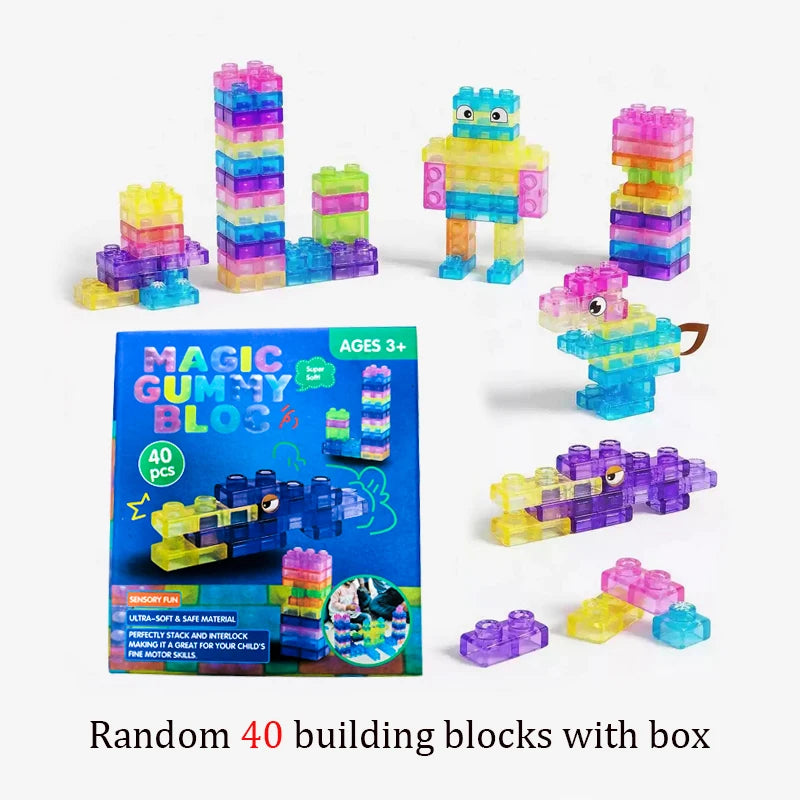 HOT!! Squishy Jelly Building Blocks Soft Stretchy Sensory Toys For Kids Teens Perfect For Party Playroom Table Decor BirthdayGift