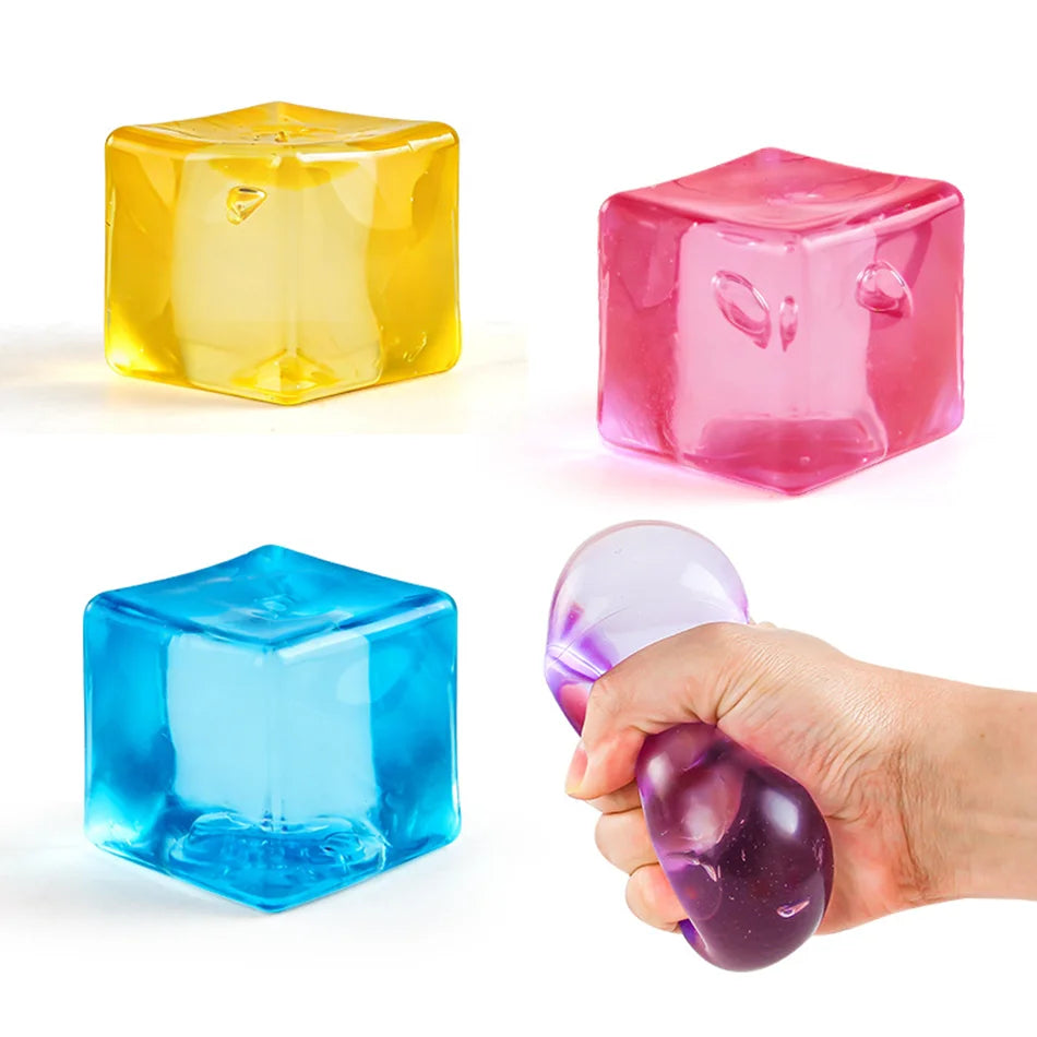 Squishy Balls Ice Cube Stress Relief Toy Super Soft Sensory Fidget Toys for Kids Adults Anxiety Relaxation Squeeze Gift