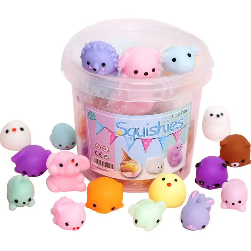 12-24Pcs with Box Squishy Kawaii Sheep Bear Animal Cute Squishies Slow Rising Stress Relief Squeeze Toys