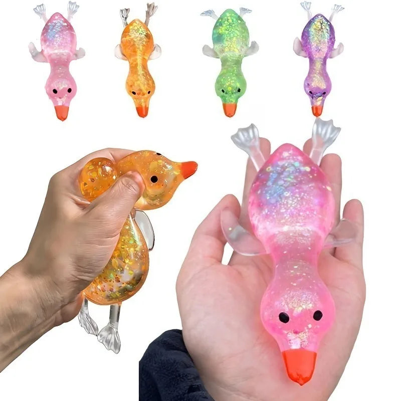 Aurora Duck Maltose Squeeze Toy Soft Cute Colorful Duck Stress Relief Decompression Stretch Toy for Adults Gift