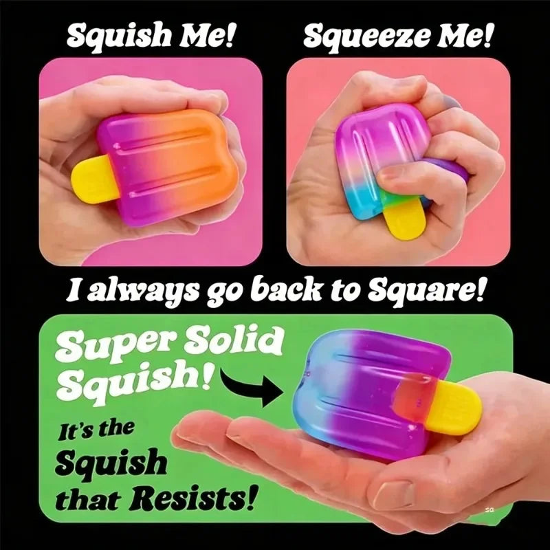 Ice Cream Squishy Squeeze Toy Nice Cube Blind Box Sensory Fidget Toy Portable Stress Relief Gadget for Office Home Daily Relax