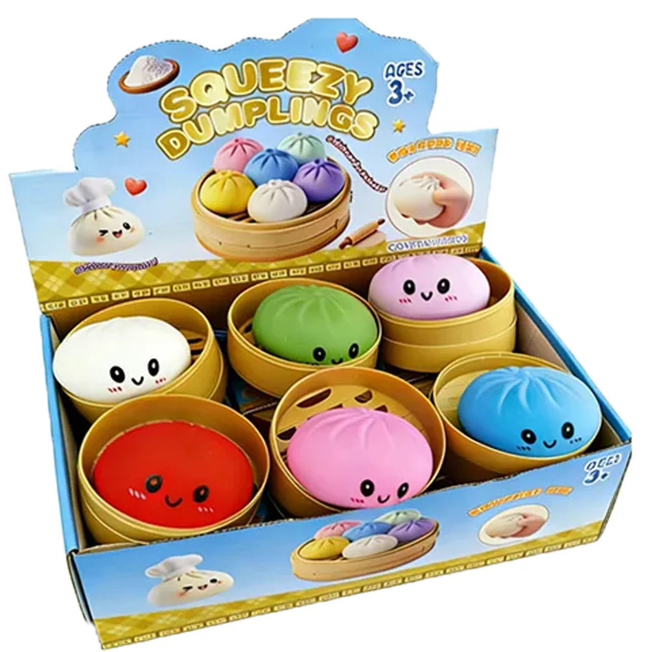 Dumpling Squishy Cute Colorful Bun Toy Slow Rising Stress Relief Fidget Toy for Kids Adults Anti-Anxiety Gif